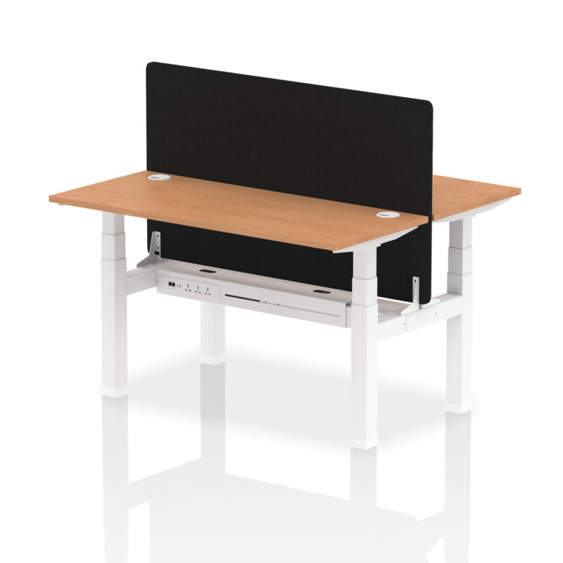 Breeze Back-to-Back Slimline Height Adjustable Bench Desk - 2 Person with Black Straight Screen - Image 36