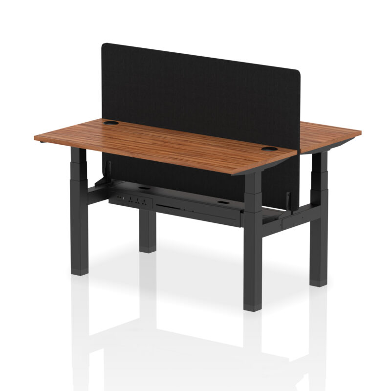 Breeze Back-to-Back Slimline Height Adjustable Bench Desk - 2 Person with Black Straight Screen - Image 37
