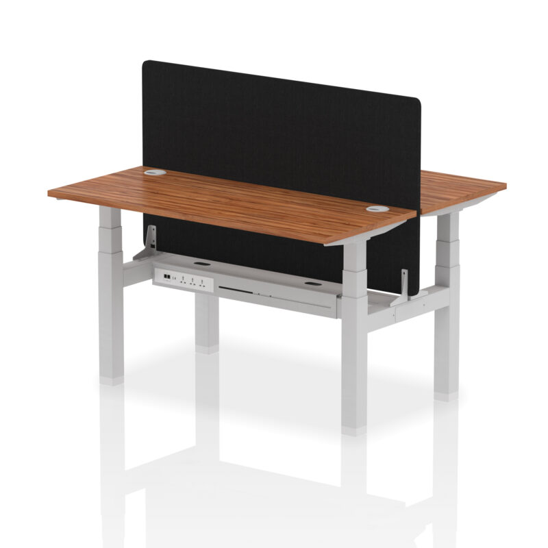 Breeze Back-to-Back Slimline Height Adjustable Bench Desk - 2 Person with Black Straight Screen - Image 38