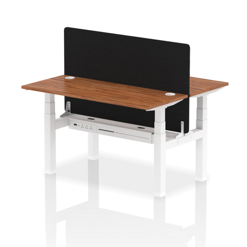 Breeze Back-to-Back Slimline Height Adjustable Bench Desk - 2 Person with Black Straight Screen - Image 39