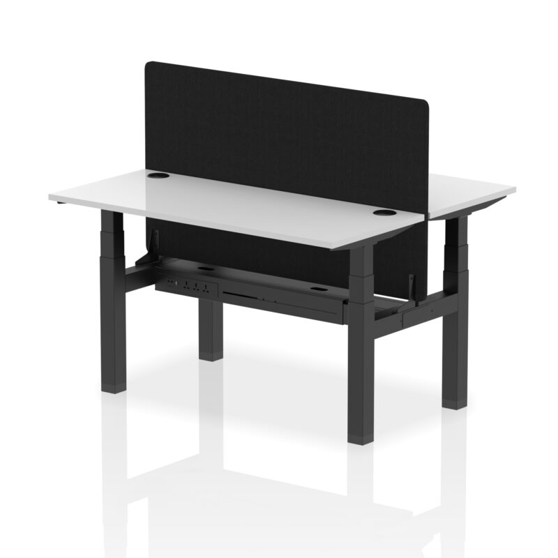 Breeze Back-to-Back Slimline Height Adjustable Bench Desk - 2 Person with Black Straight Screen - Image 40