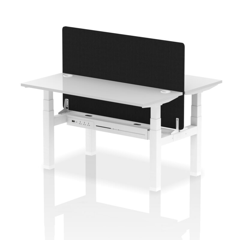 Breeze Back-to-Back Slimline Height Adjustable Bench Desk - 2 Person with Black Straight Screen - Image 42