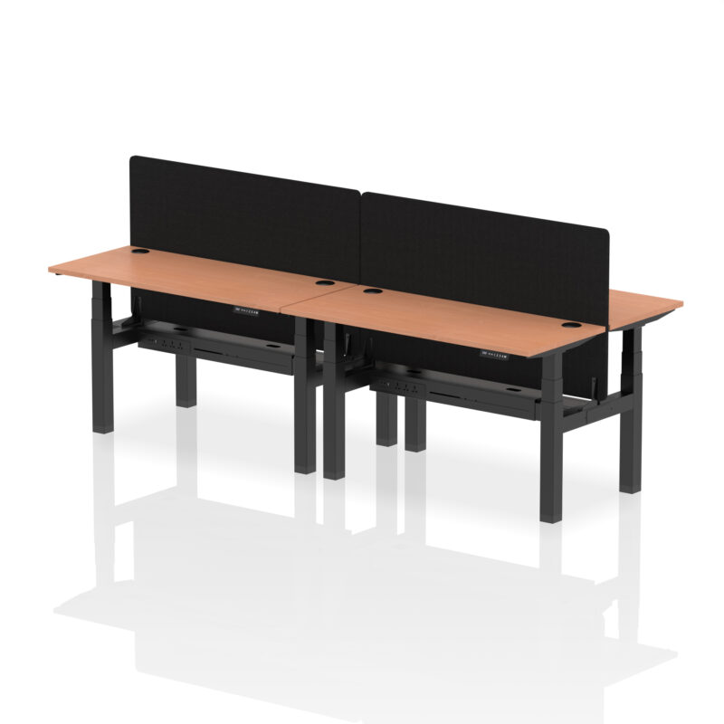 Breeze Back-to-Back Slimline Height Adjustable Bench Desk - 4 Person with Black Straight Screen - Image 22
