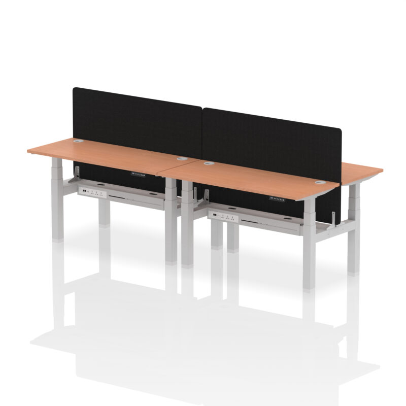 Breeze Back-to-Back Slimline Height Adjustable Bench Desk - 4 Person with Black Straight Screen - Image 23