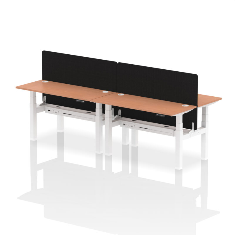 Breeze Back-to-Back Slimline Height Adjustable Bench Desk - 4 Person with Black Straight Screen - Image 24