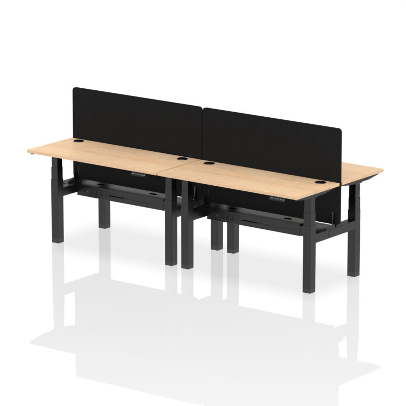 Breeze Back-to-Back Slimline Height Adjustable Bench Desk - 4 Person with Black Straight Screen - Image 31