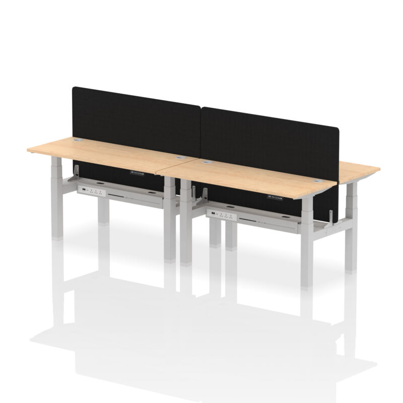 Breeze Back-to-Back Slimline Height Adjustable Bench Desk - 4 Person with Black Straight Screen - Image 32