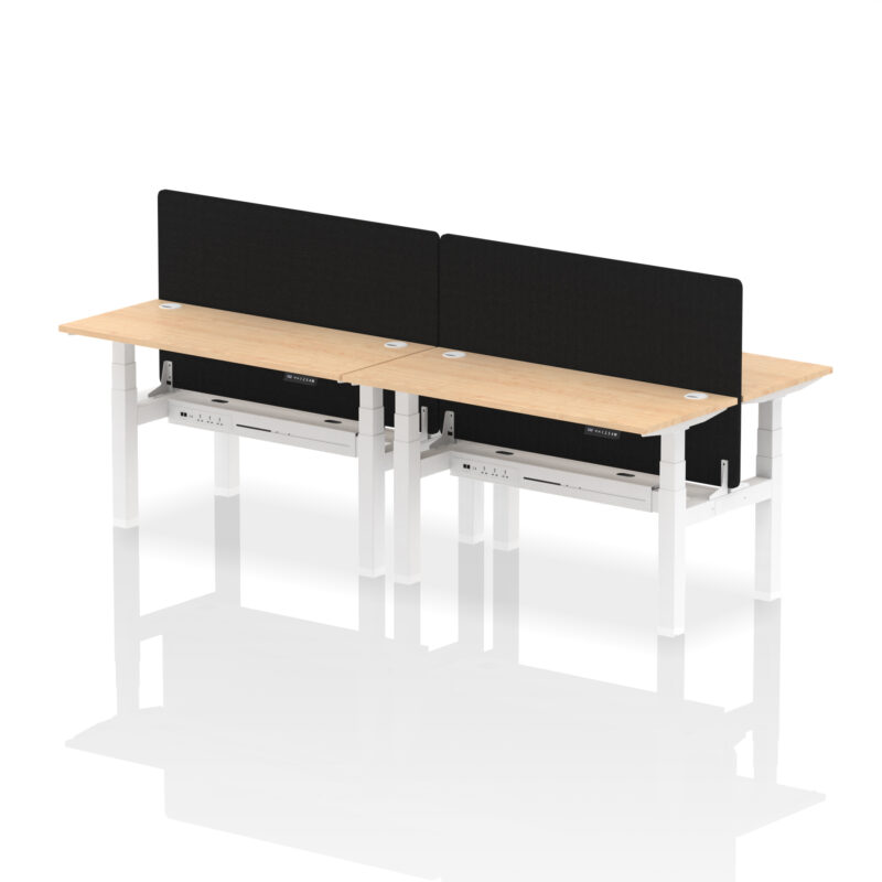 Breeze Back-to-Back Slimline Height Adjustable Bench Desk - 4 Person with Black Straight Screen - Image 33