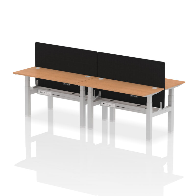 Breeze Back-to-Back Slimline Height Adjustable Bench Desk - 4 Person with Black Straight Screen - Image 35