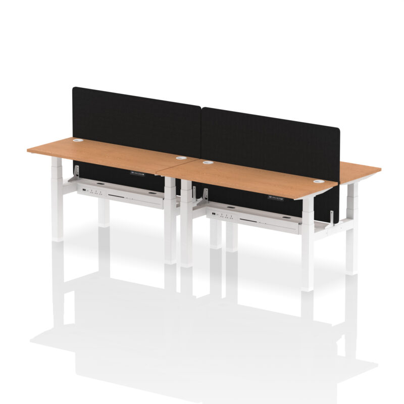 Breeze Back-to-Back Slimline Height Adjustable Bench Desk - 4 Person with Black Straight Screen - Image 36
