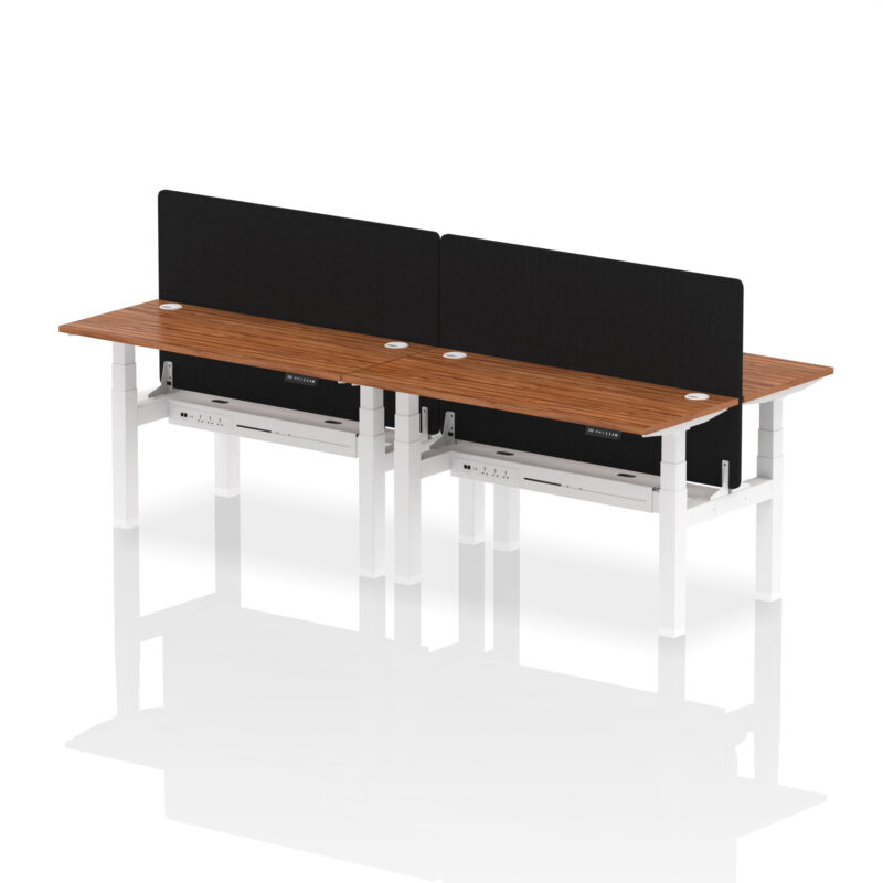 Breeze Back-to-Back Slimline Height Adjustable Bench Desk - 4 Person with Black Straight Screen - Image 39