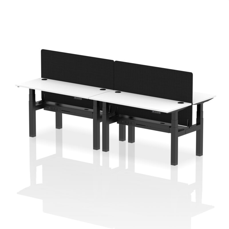 Breeze Back-to-Back Slimline Height Adjustable Bench Desk - 4 Person with Black Straight Screen - Image 40