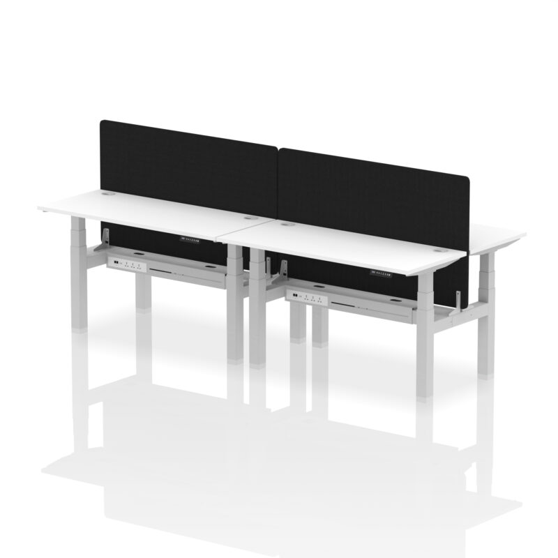 Breeze Back-to-Back Slimline Height Adjustable Bench Desk - 4 Person with Black Straight Screen - Image 41