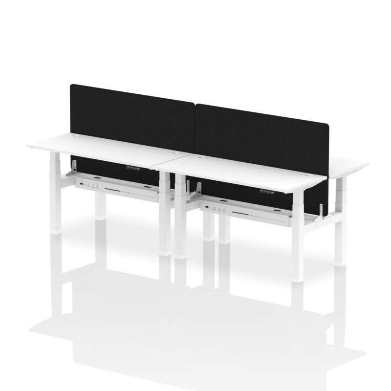 Breeze Back-to-Back Slimline Height Adjustable Bench Desk - 4 Person with Black Straight Screen - Image 42