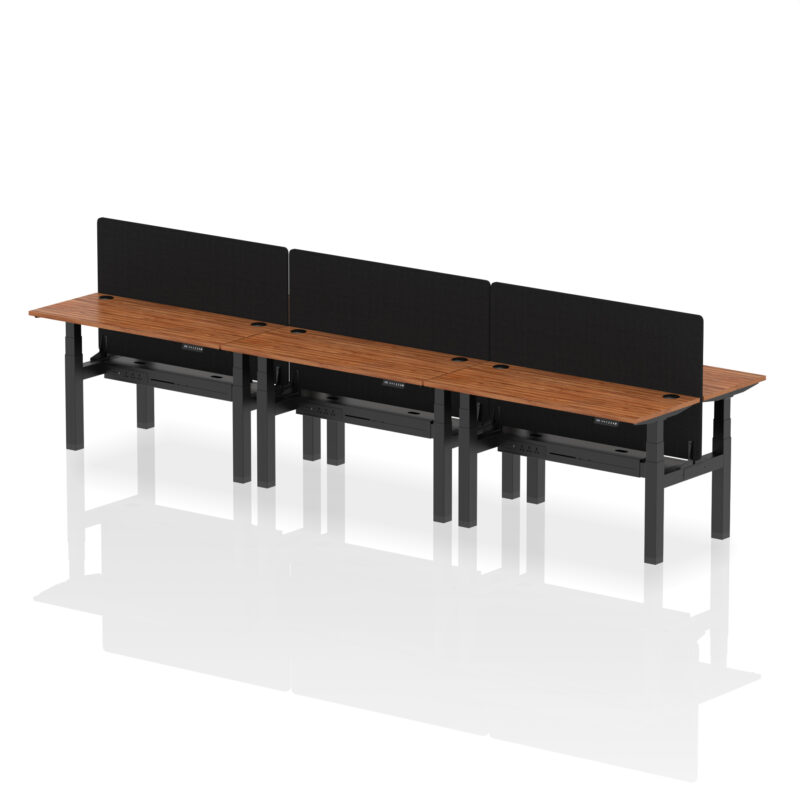 Breeze Back-to-Back Slimline Height Adjustable Bench Desk - 6 Person with Black Straight Screen - Image 37