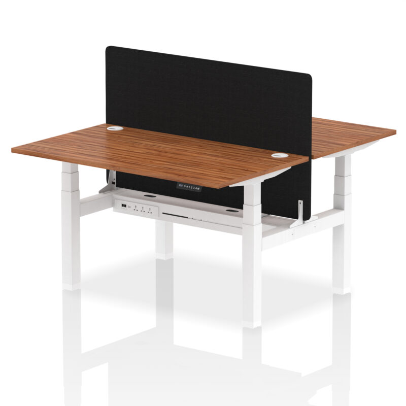 Breeze Back-to-Back Height Adjustable Bench Desk - 2 Person with Black Straight Screen - Image 39