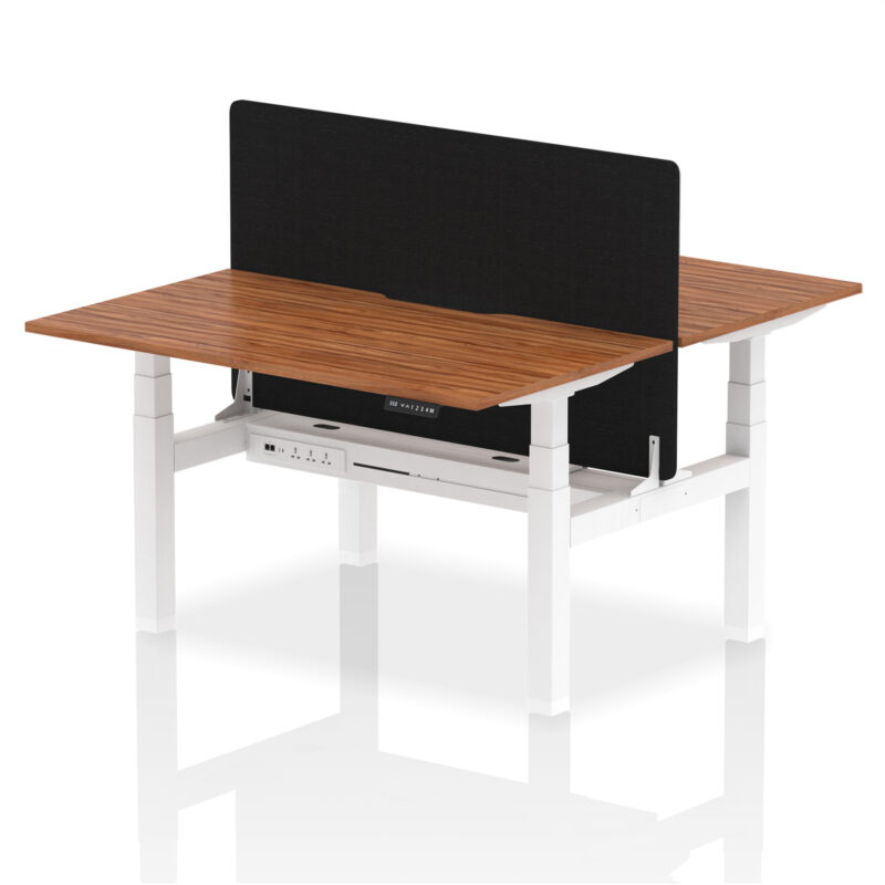 Breeze Back-to-Back Scalloped Edge Height Adjustable Bench Desk - 2 Person with Black Straight Screen - Image 33