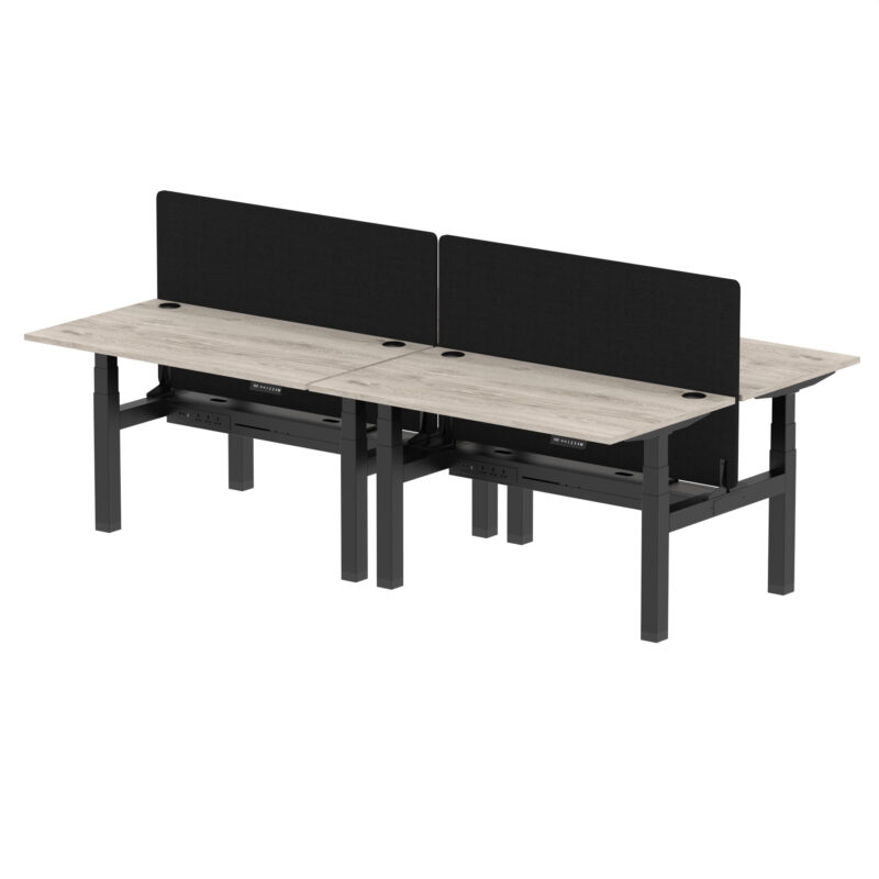 Breeze Back-to-Back Height Adjustable Bench Desk - 4 Person with Black Straight Screen - Image 28