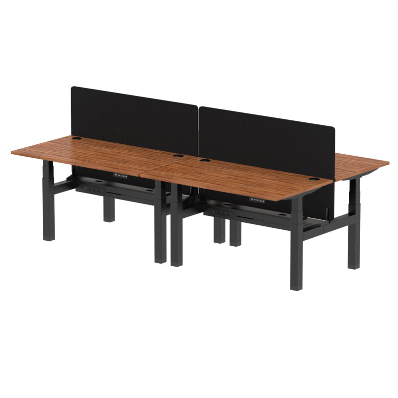 Breeze Back-to-Back Height Adjustable Bench Desk - 4 Person with Black Straight Screen - Image 37