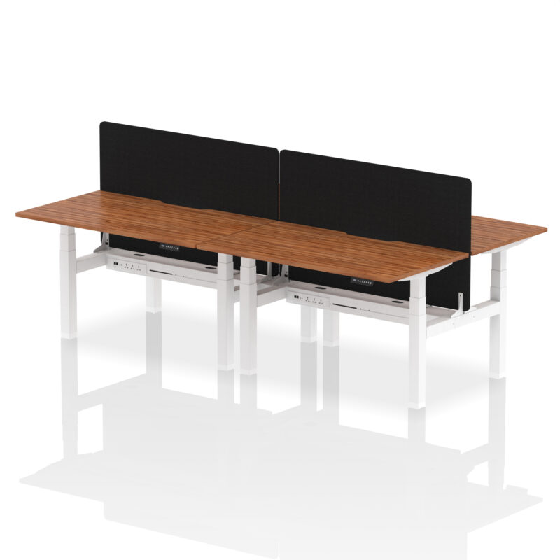 Breeze Back-to-Back Scalloped Edge Height Adjustable Bench Desk - 4 Person with Black Straight Screen - Image 33