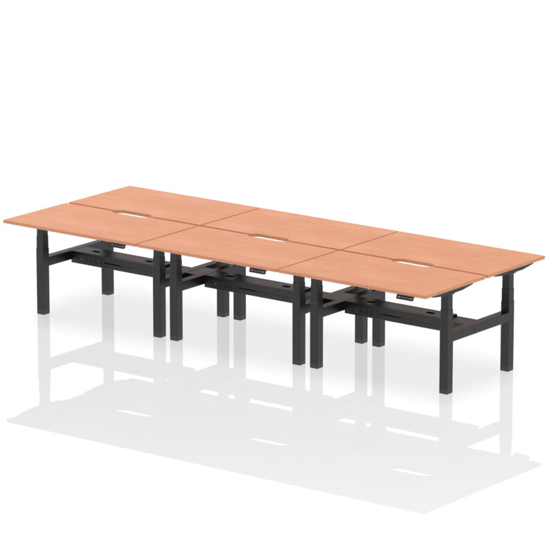 Breeze Back-to-Back Scalloped Edge Height Adjustable Bench Desk - 6 Person - Image 19