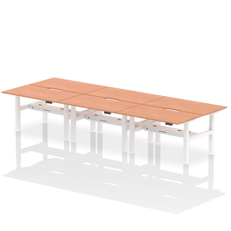 Breeze Back-to-Back Scalloped Edge Height Adjustable Bench Desk - 6 Person - Image 21