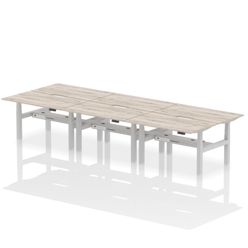 Breeze Back-to-Back Scalloped Edge Height Adjustable Bench Desk - 6 Person - Image 23