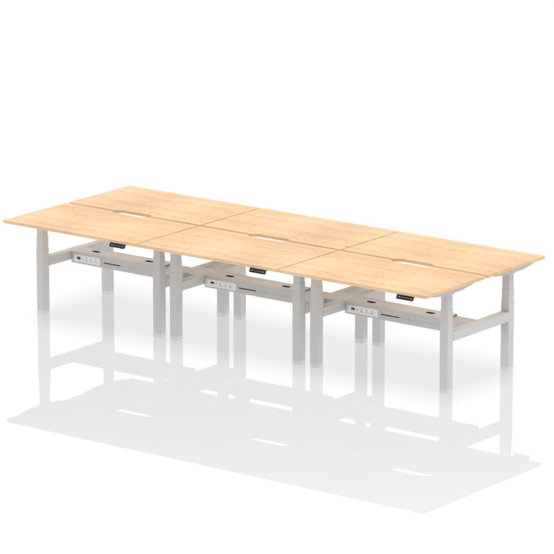 Breeze Back-to-Back Scalloped Edge Height Adjustable Bench Desk - 6 Person - Image 26