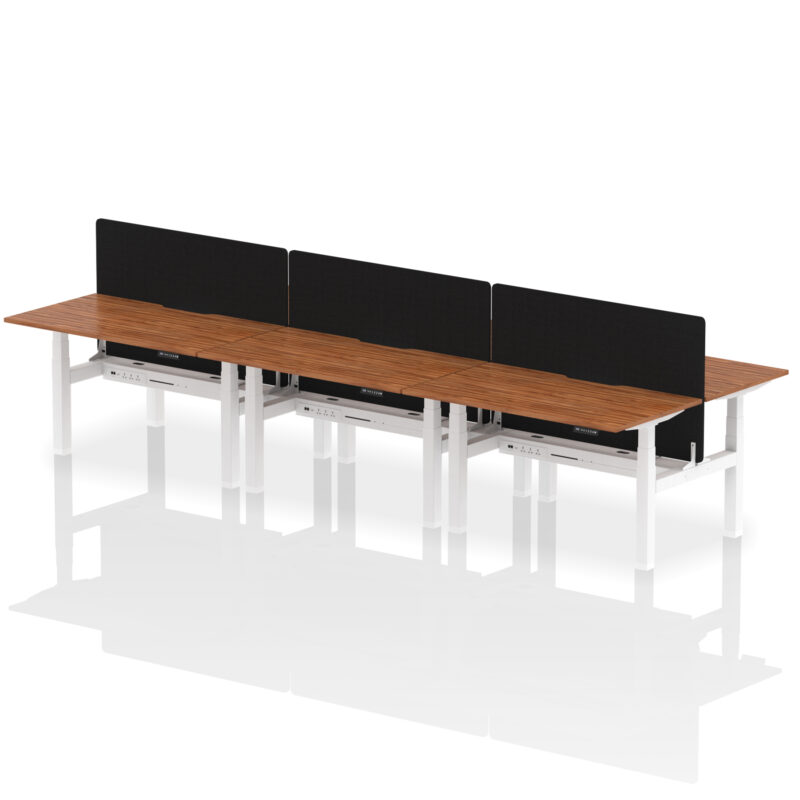 Breeze Back-to-Back Scalloped Edge Height Adjustable Bench Desk - 6 Person with Black Straight Screen - Image 33