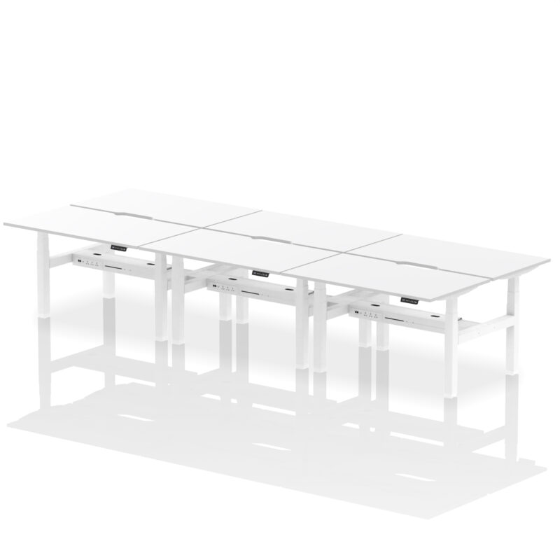 Breeze Back-to-Back Scalloped Edge Height Adjustable Bench Desk - 6 Person - Image 36
