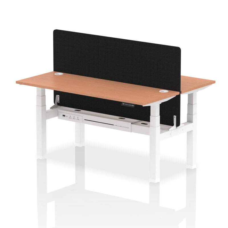 Breeze Back-to-Back Slimline Height Adjustable Bench Desk - 2 Person with Black Straight Screen - Image 45