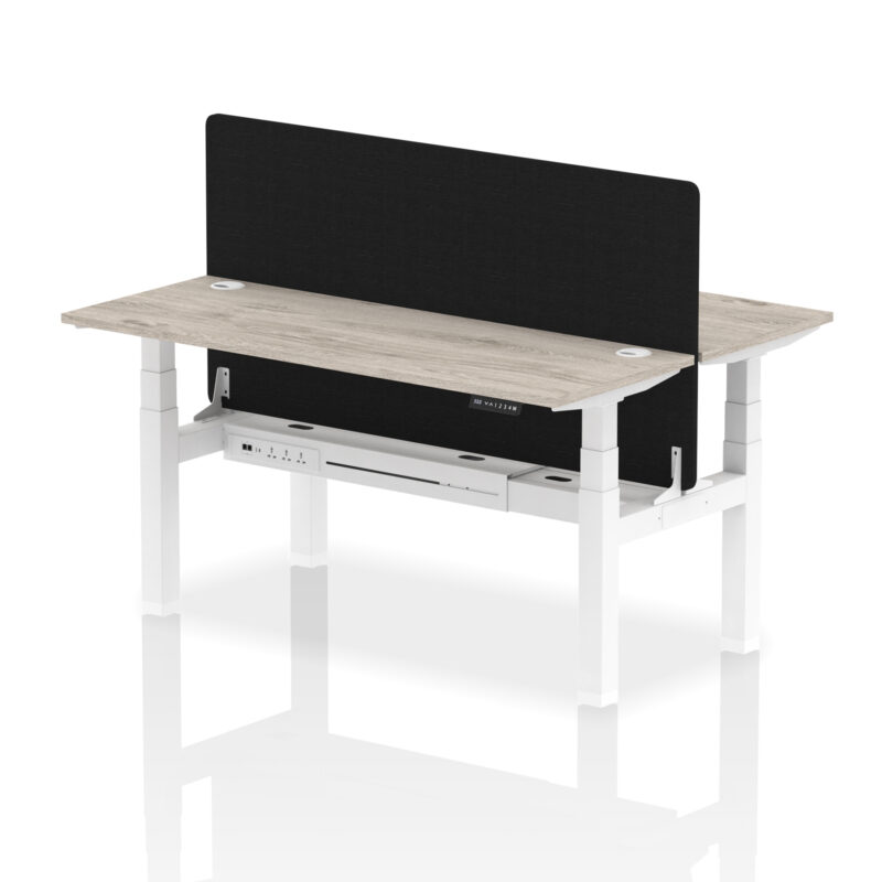 Breeze Back-to-Back Slimline Height Adjustable Bench Desk - 2 Person with Black Straight Screen - Image 51