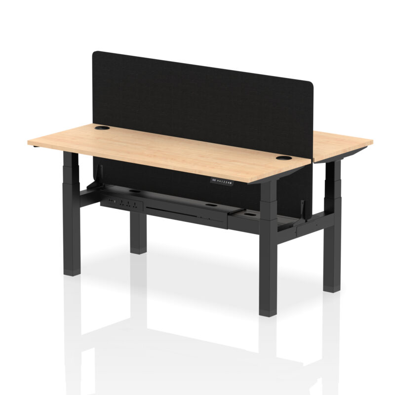 Breeze Back-to-Back Slimline Height Adjustable Bench Desk - 2 Person with Black Straight Screen - Image 52