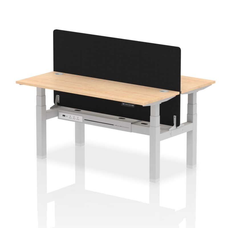 Breeze Back-to-Back Slimline Height Adjustable Bench Desk - 2 Person with Black Straight Screen - Image 53