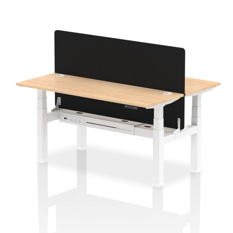 Breeze Back-to-Back Slimline Height Adjustable Bench Desk - 2 Person with Black Straight Screen - Image 54