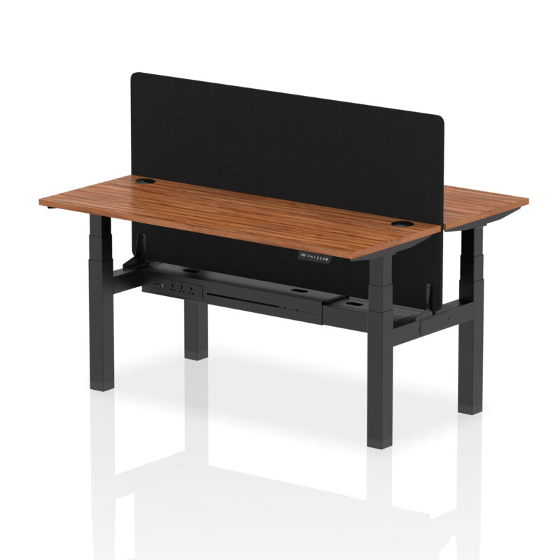 Breeze Back-to-Back Slimline Height Adjustable Bench Desk - 2 Person with Black Straight Screen - Image 58