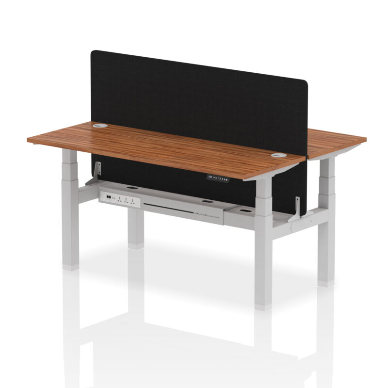 Breeze Back-to-Back Slimline Height Adjustable Bench Desk - 2 Person with Black Straight Screen - Image 59