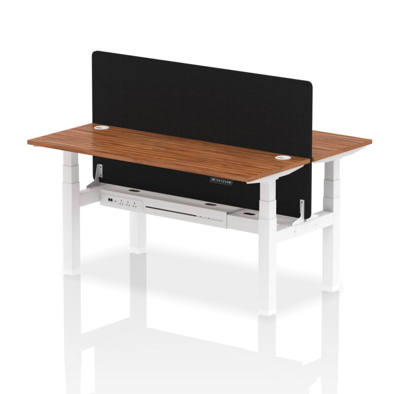 Breeze Back-to-Back Slimline Height Adjustable Bench Desk - 2 Person with Black Straight Screen - Image 60