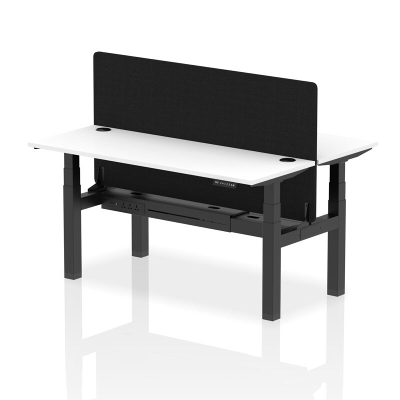 Breeze Back-to-Back Slimline Height Adjustable Bench Desk - 2 Person with Black Straight Screen - Image 61