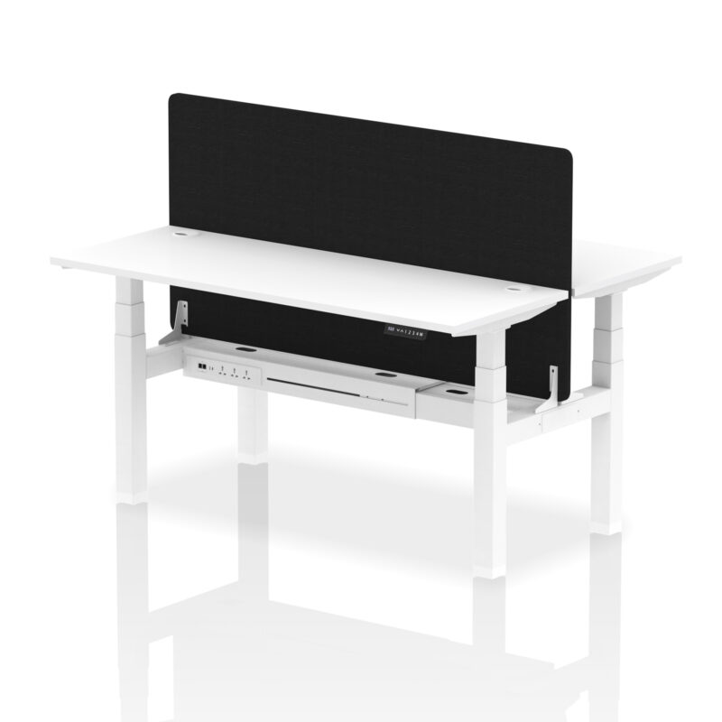 Breeze Back-to-Back Slimline Height Adjustable Bench Desk - 2 Person with Black Straight Screen - Image 63
