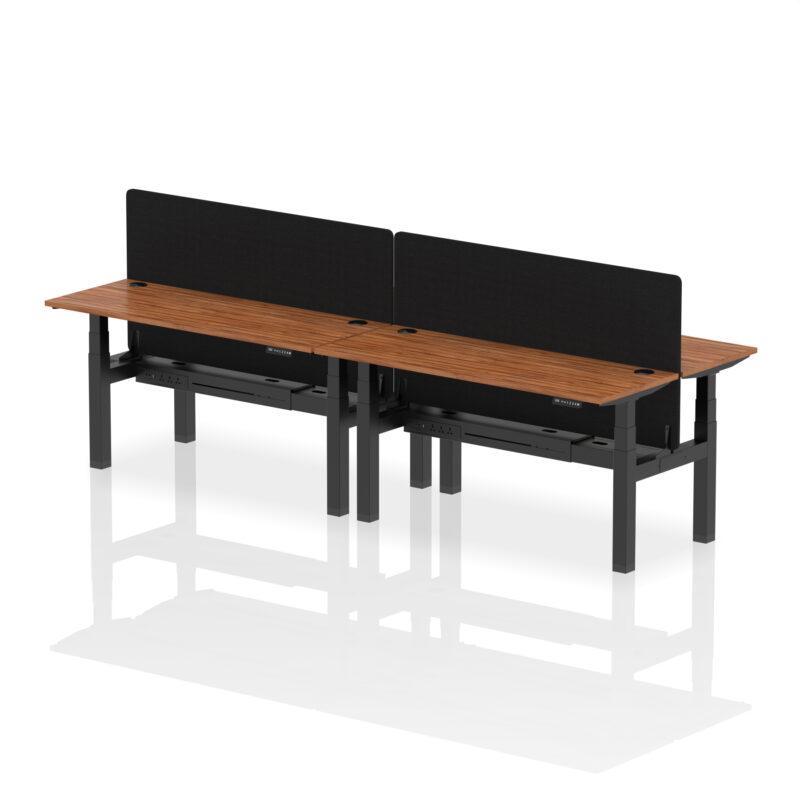 Breeze Back-to-Back Slimline Height Adjustable Bench Desk - 4 Person with Black Straight Screen - Image 58
