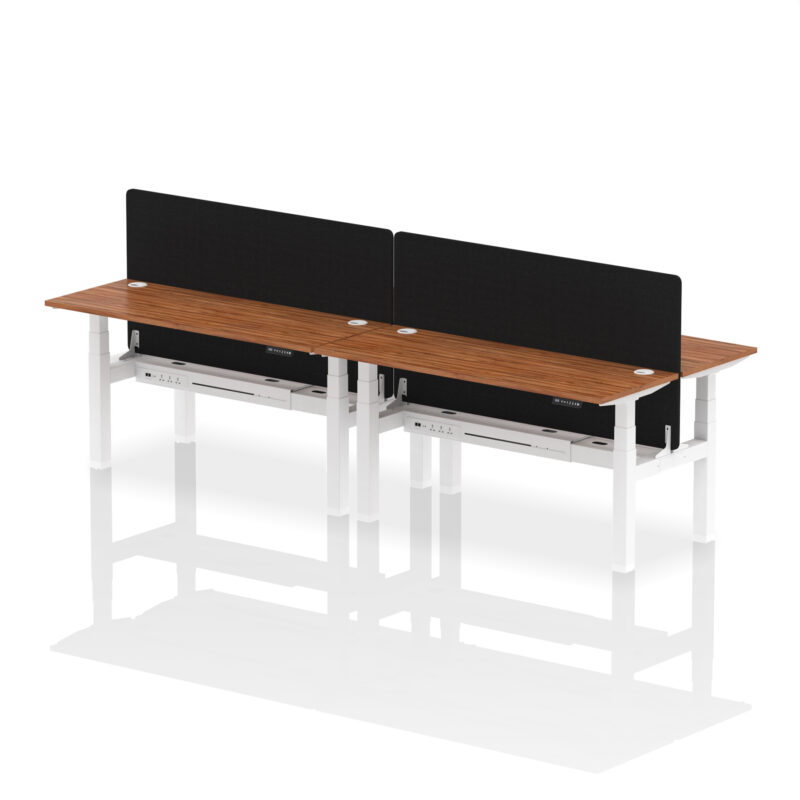 Breeze Back-to-Back Slimline Height Adjustable Bench Desk - 4 Person with Black Straight Screen - Image 60