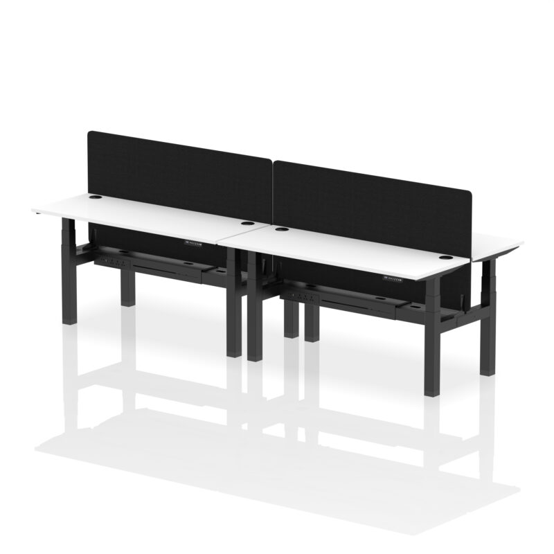 Breeze Back-to-Back Slimline Height Adjustable Bench Desk - 4 Person with Black Straight Screen - Image 61