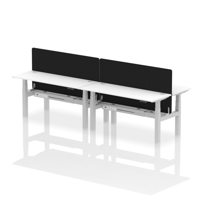 Breeze Back-to-Back Slimline Height Adjustable Bench Desk - 4 Person with Black Straight Screen - Image 62
