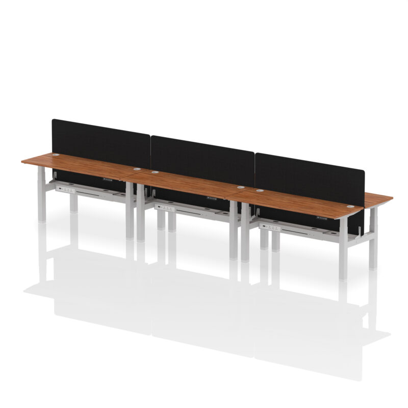 Breeze Back-to-Back Slimline Height Adjustable Bench Desk - 6 Person with Black Straight Screen - Image 59