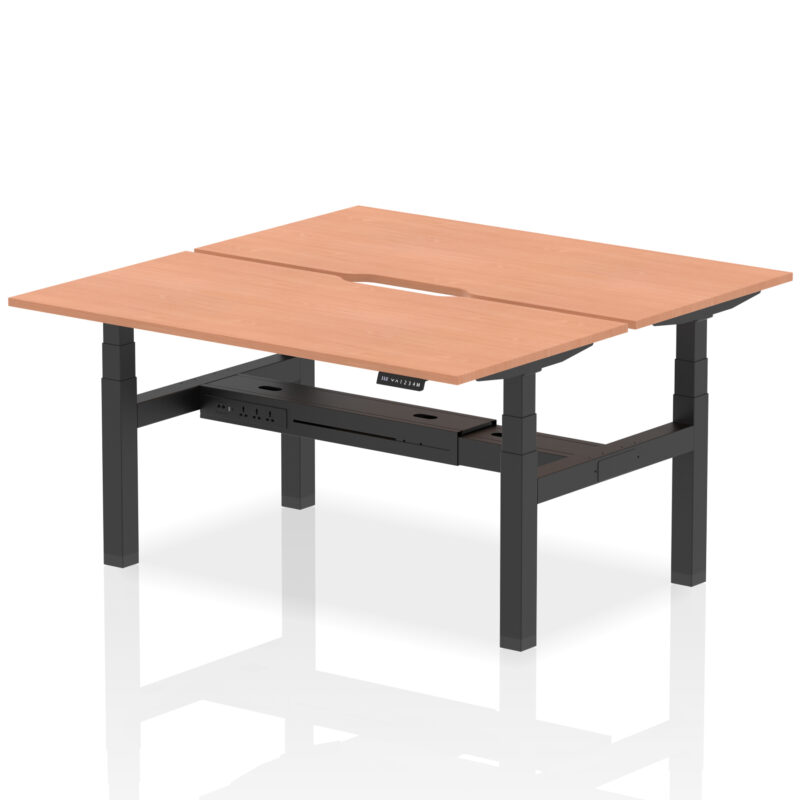 Breeze Back-to-Back Scalloped Edge Height Adjustable Bench Desk - 2 Person - Image 37
