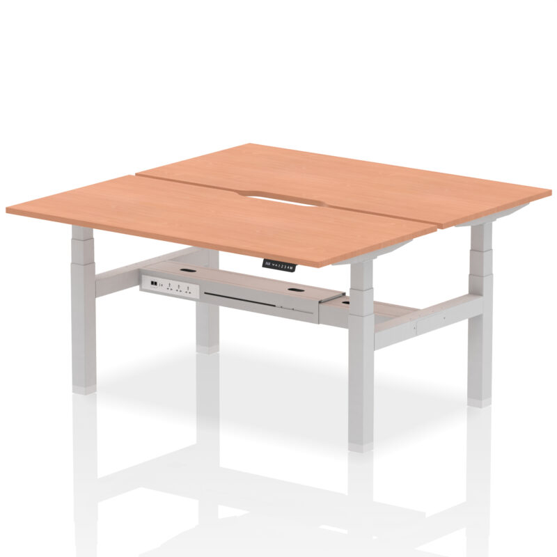 Breeze Back-to-Back Scalloped Edge Height Adjustable Bench Desk - 2 Person - Image 38
