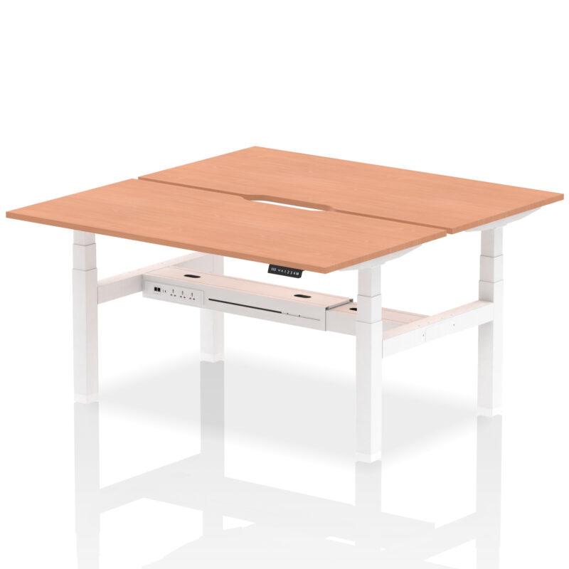Breeze Back-to-Back Scalloped Edge Height Adjustable Bench Desk - 2 Person - Image 39