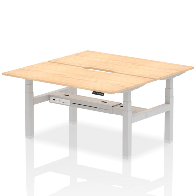 Breeze Back-to-Back Scalloped Edge Height Adjustable Bench Desk - 2 Person - Image 44