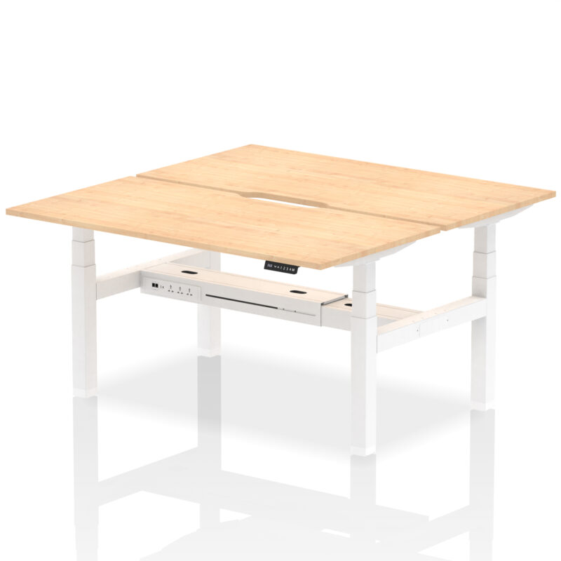 Breeze Back-to-Back Scalloped Edge Height Adjustable Bench Desk - 2 Person - Image 45